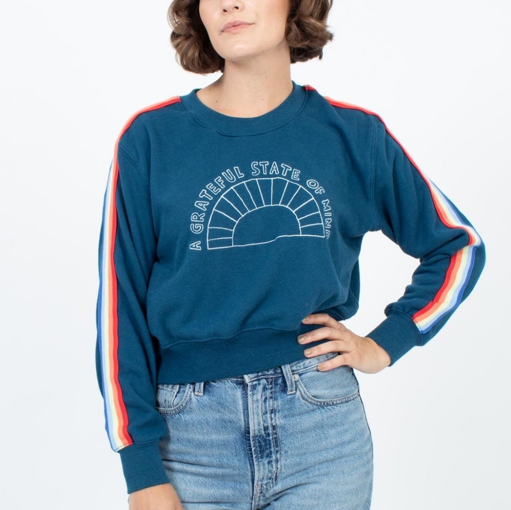 Spiritual Gangster A Great State Of Mind Rainbow Stripe Pullover Sweatshirt XS